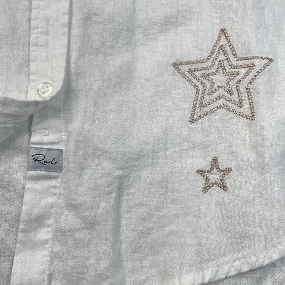 Rails Charli Metallic Stars Button Front Shirt White Womens XS - Picture 8 of 11